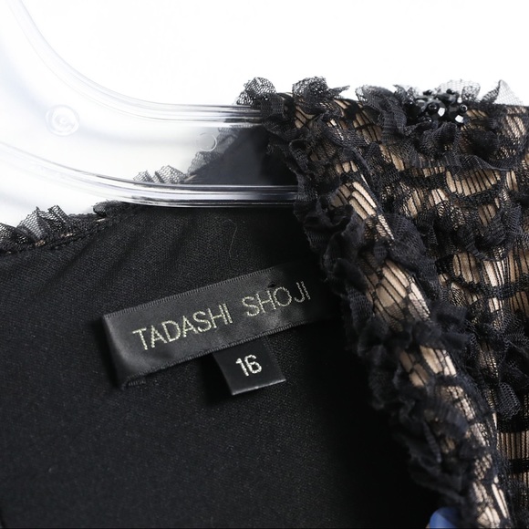 Tadashi Shoji evening dress black gown upscale chic maxi long event gala lace 16 - Picture 3 of 8